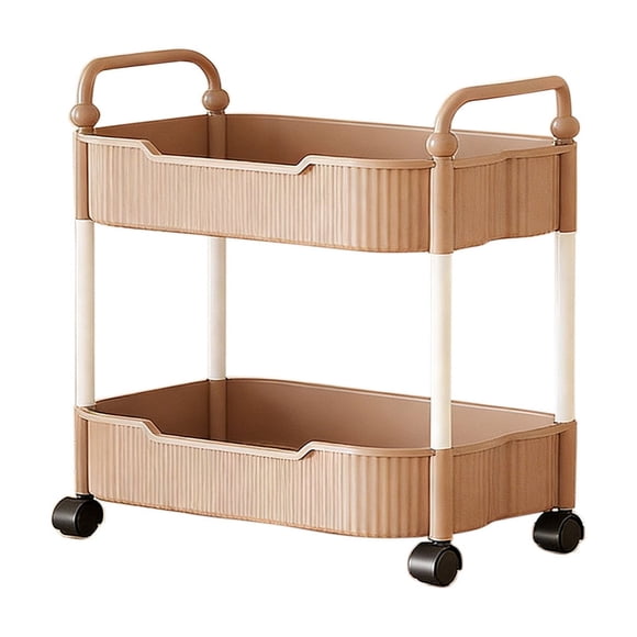 Amzcrzy 2 Tier Rolling Cart with Armrests, Kitchen Rolling Storage Cart Bathroom Storage Rack Toilet Toiletries Storage Shelf Multifunctional Movable Trolley Storage Organizer for Room Office Dorm
