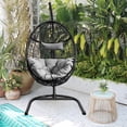 thumbnail image 4 of Costway Chaise Hamac avec Support Balançoire Suspendue Rembourrée Chaise Oeuf pour Intérieur Gris, 4 of 10