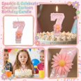 thumbnail image 2 of Goleeg Pink Daisy Flower Number 7 Candle with Tray - Birthday Decorations, Glitter Cake Topper for Princess & Garden Parties, 2 of 5