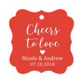 thumbnail image 1 of Darling Souvenir Cheers to Love Bottle Tag Personalized Wedding Favor Custom Hang Tags-Red-50 Tags, 1 of 1