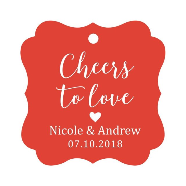 Darling Souvenir Cheers to Love Bottle Tag Personalized Wedding Favor Custom Hang Tags-Red-50 Tags
