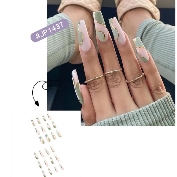 Up to 70% Off! Gspmoly False Nails, 24 of Fake Nails Nail Art Patches Wearable Nail Art Products Removable 1Ml Glue Press On Nails