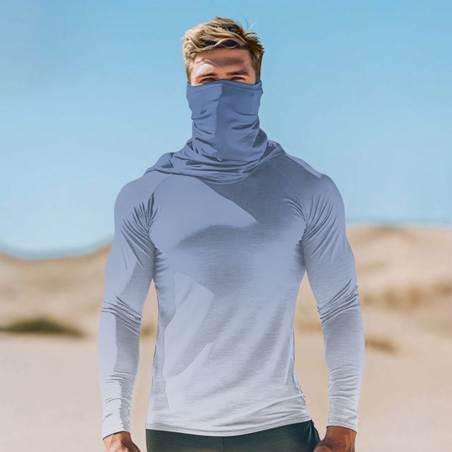 Handshe Summer Print Lightweight Skin Jacket, Breathable Sun Protection UPF 50+ UV Resistant with Face Cover Sleeves, Hiking Outdoor Sports Rash Guard Hooded Shirt,Plus Size