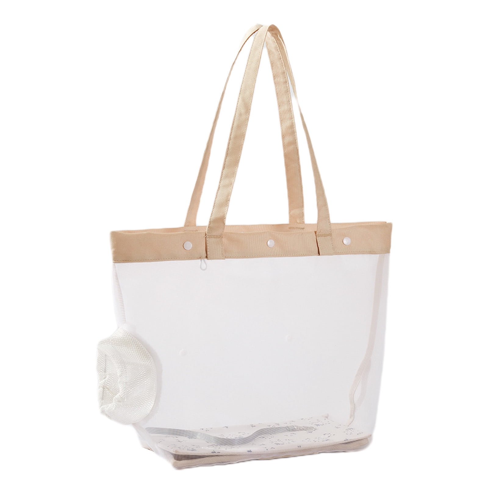 Btomtd Transparent Nylon Mesh Cats Bag Portable Pet Bag Foldable Handheld Cats Bag, Beige