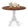 thumbnail image 1 of Costway 4-Person Dining Table Wooden Kitchen Table with Solid Rubber Wood Frame for Kitchen White&Walnut, 1 of 10
