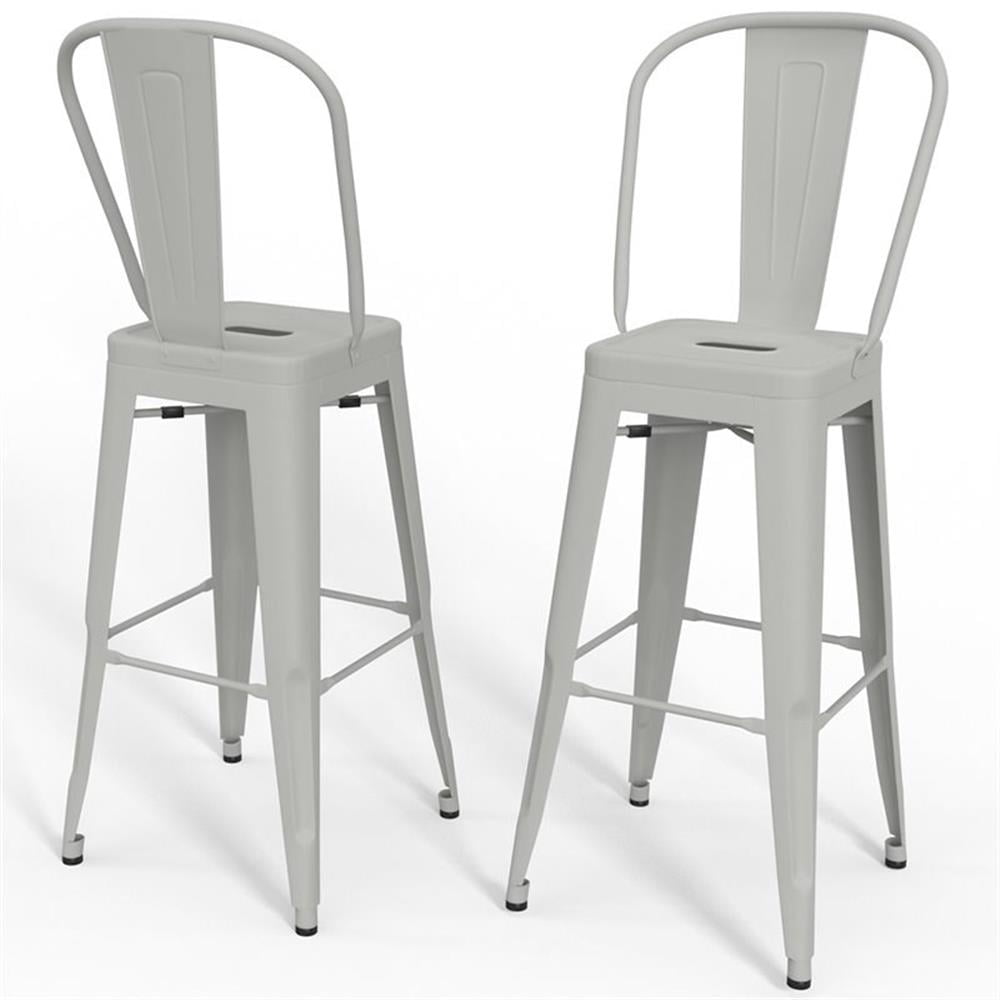 Simpli Home Fletcher Tabouret de Bar Industriel en Métal de 30 Pouces Blanc (Ensemble de 2)