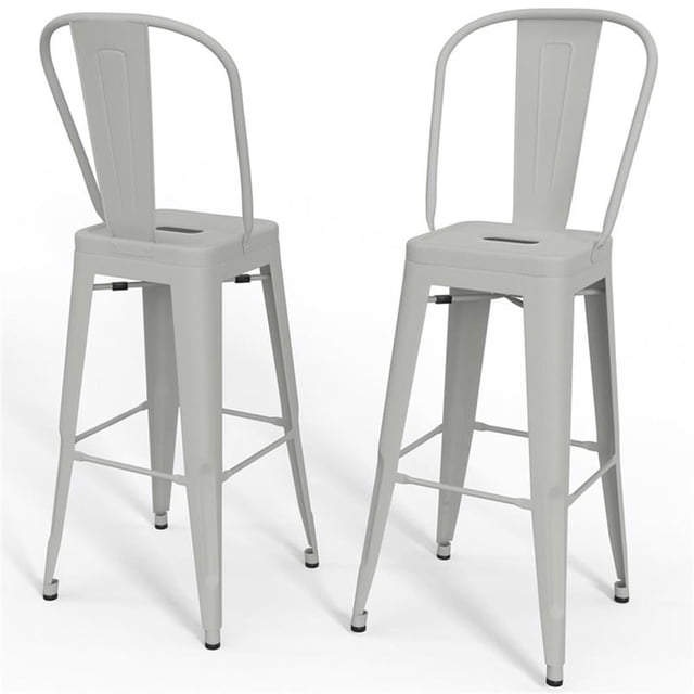 Simpli Home Fletcher Tabouret de Bar Industriel en Métal de 30 Pouces Blanc (Ensemble de 2)