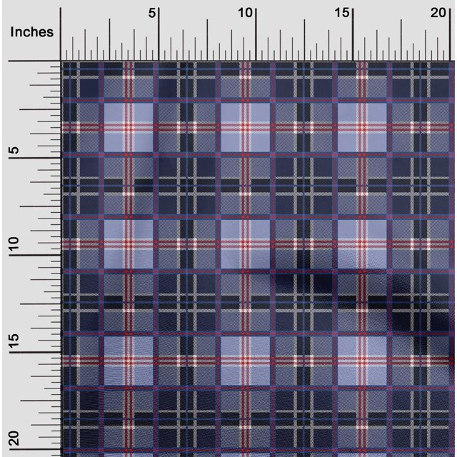 oneOone Viscose Chiffon Fabric Tartan Check Printed Craft Fabric BTY 42 Inch Wide