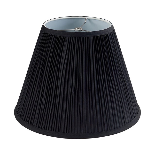 HOMETRENDS Abat-Jour en Tissu Mélange Polyester-Coton Noir avec design Plissé, Diamètre Supérieur 7 Po, Diamètre Inférieur 13,5 Po et Hauteur 10 Po, Convient aux Grands Lampadaires Ou Lampes sur Pied, Nécessite Harpe et Embout, base de Lampe Vendue Séparément, Convient à une diffusion de Lumière Douce et à une ambiance Chaleureuse.