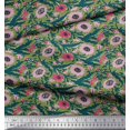 thumbnail image 2 of Soimoi Modal Satin Fabric Leaves & Floral Block Printed Craft Fabric by The Yard 42 Inch Wide, 2 of 3