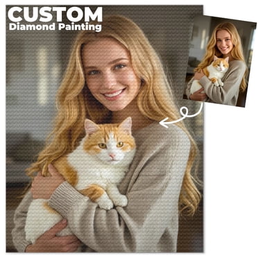 Custom Diamond Painting from Your Photo, Personalized Diamond Art Painting Kits for Adults, DIY Diamond Arts for Gifts and Wall Decoration, Round Drill, 11.8x15.7inch/30x40cm.