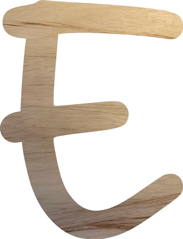 Wooden Letter E Craft Project, 4'' Tall Small Unfinished Wood Alphabet Letter, DIY