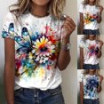 thumbnail image 1 of T-shirts Oversize pour Femmes Été Décontracté Col Rond Manches Courtes Imprimé Fleuri T-Shirt Oversize Femme Rose Vif m, 1 of 4