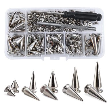 70 Ensembles de Pointes et Clous Argentés de Formes Mixtes Cône Croco Pointes Kit de Rivets en Cuir pour Vêtements Chaussures Ceintures Bricolage