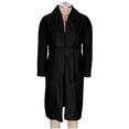 thumbnail image 4 of Womens Plush Fleece Robe Knee Length Cozy Fuzzy Bathrobe with Belt Shawl Collar Warm Soft Towel Robes Black, XL, 4 of 7
