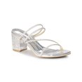 thumbnail image 1 of BLISSFUL STEP Women Rhines Block Heel Slide Sandals Silver 10, 1 of 8
