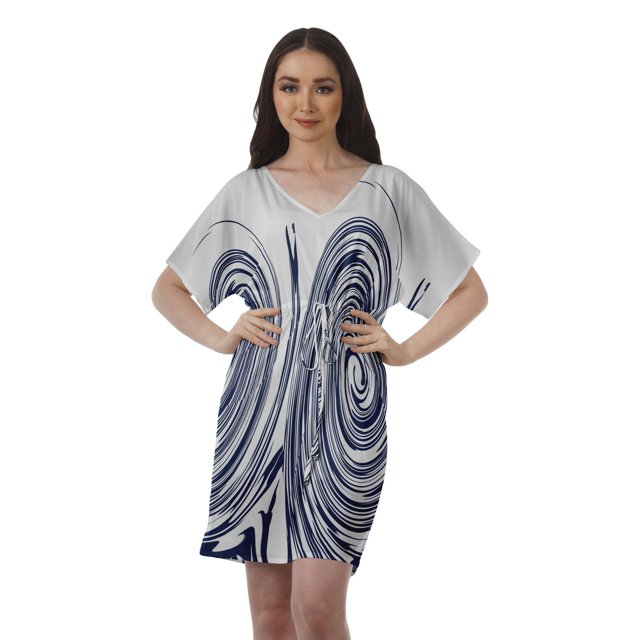 Moomaya Robes Décontractées pour Femmes Courtes Imprimées Robe Fluide à Col en V pour Femmes Grande Taille
