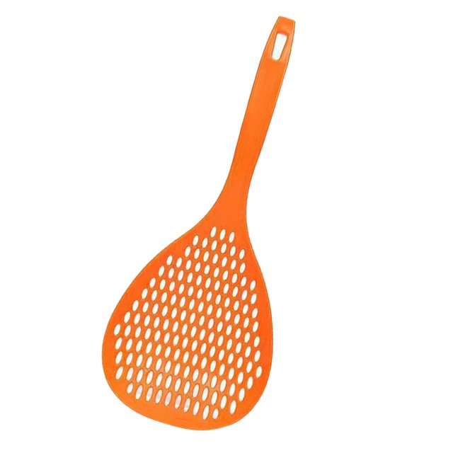 Strainer Long Handle Heat-resistant Kitchen Skimmer Sifter Plastic Cooking Sieve Scoop Spoon, Orange
