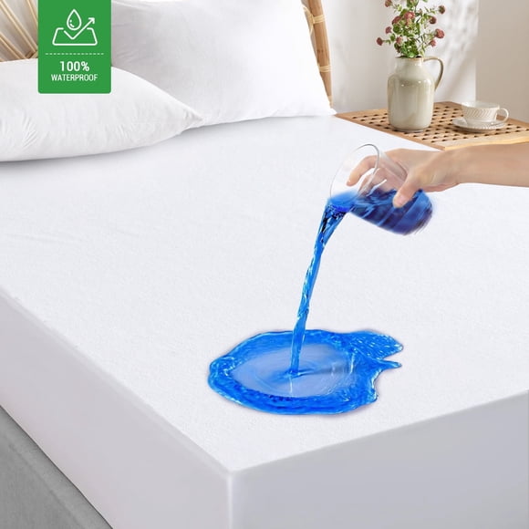 Gogreen Waterproof Mattress Protector, Stretchable Full Mattress Protector Fit up to 16", Super Soft Mattress Cover Full Size Bed Cooling Mattress Protector, Breathable Bed Cover White