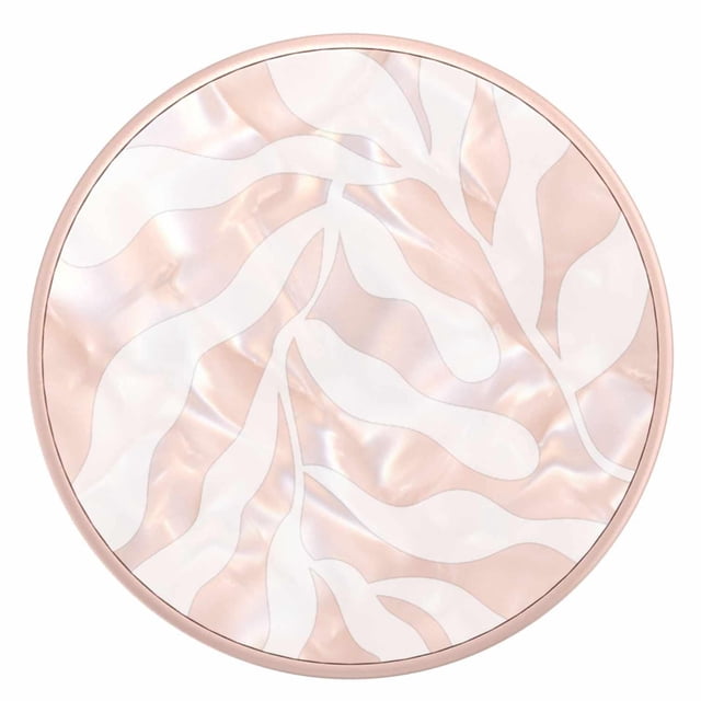 PopSockets PopGrip Acetate Serenity Magnétique Phone Grip & Support avec une Touche Circulaire Interchangeable Présentant une Finition Acétate Nacrée en Motif de Feuille Abstraite Rose et Blanc Doux, Conçu pour une Prise Sécurisée à une Main, Compatibilité de Charge Sans Fil et Utilisation Mains Libres avec Support de Téléphone.