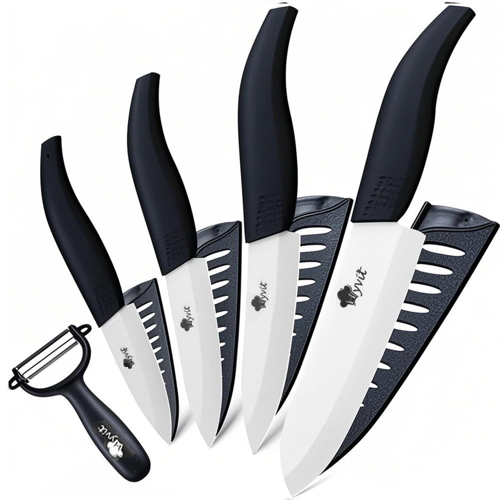 Myvit Ceramic Knife Set of Kitchen Knives,All in One Knives with 6" Chef Knife,5" Utility Knife, 4" Fruit Knife, 3" Paring Knife and a Peeler