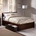 thumbnail image 1 of Orlando Full Wood Platform Bed with Footboard and Storage Drawers in Walnut, 1 of 19