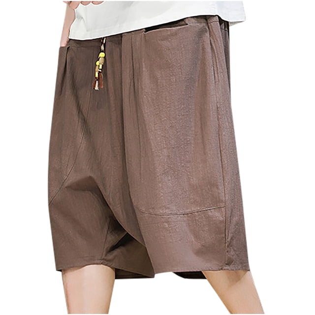 Gifts for Men LSLJS Men's Summer Solid Color Pocket Drawstring Shorts Mens Shorts
