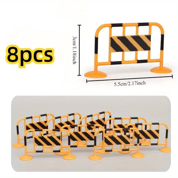 24 Barrières De Chantier Miniatures – Jouets De Signalisation Routière Pour Enfants – Apprentissage Préscolaire – Couleur Jaune/noir