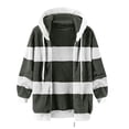 thumbnail image 4 of TIMIFIS Womens Winter Fuzzy Fleece Jacket Hooded Color Block Patchwork Cardigan Coats Outerwear Fashion-GreenFall/Winter, 4 of 5