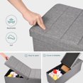thumbnail image 3 of 43 Inches Folding Storage Ottoman Bench Chest Footrest Stool, Grey, 3 of 8