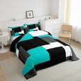 thumbnail image 3 of Erosebridal Rectangle Geometry Bedding Comforter Set, Abstract Checkered Bedding Sets with Comforter, Chic Minimalst Reversible Down Comforter, Lightweight Room Decor, 2pcs, 3 of 8