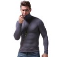 thumbnail image 2 of Chandails de Compression Chauds à Manches Longues pour Hommes, Col Roulé, Couche de Base d'Hiver, Haut à Enfiler, T-Shirt Léger (Noir 2TG), 2 of 2