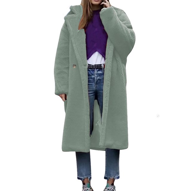 LOVZFMLL Vestes pour Femmes Manteau à Manches Longues en Cheveux d'Agneau Col Chaud
