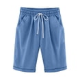 thumbnail image 1 of Pisexur Womens Shorts Cotton Linen Drawstring Solid Color Gym Workout Shorts Summer Comfy Elastic Waisted Shorts Plus Size Lounge Shorts Casual Beach Knee Length Shorts with Pockets,S-6XL, 1 of 6