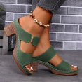 thumbnail image 5 of IUJSOY Womens Heeled Sandals Open Toe Two Strap Chunky Heels Slides Soft Cushion Slip on Mules, 5 of 5