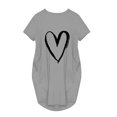 thumbnail image 4 of Pisexur Robe Maxi pour Femme Grande Taille Été Décontractée à Imprimé Cœur à Manches Courtes Col Rond Ample Unie Chemise de Nuit Plissée Robe de Sommeil Confortable avec Poches, 4 of 5