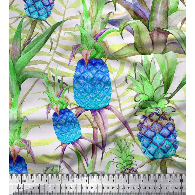 Soimoi Rayon Fabric Leaves & Pine Fruits Print Fabric by Yard 56 Inch Wide