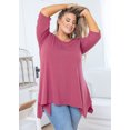 thumbnail image 4 of SHOWMALL Haut Femme Grande Taille Manches 3/4 Vêtements Violet Rouge 4X Blouse Tunique Ample Col Rond pour Leggings, 4 of 6