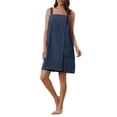 thumbnail image 1 of INSPIRE CHIC Women's Terry Wrap Bathrobe Spa Robe for Gym Pool Shower Bath Towel Robe Shower Dress XS Navy, 1 of 6