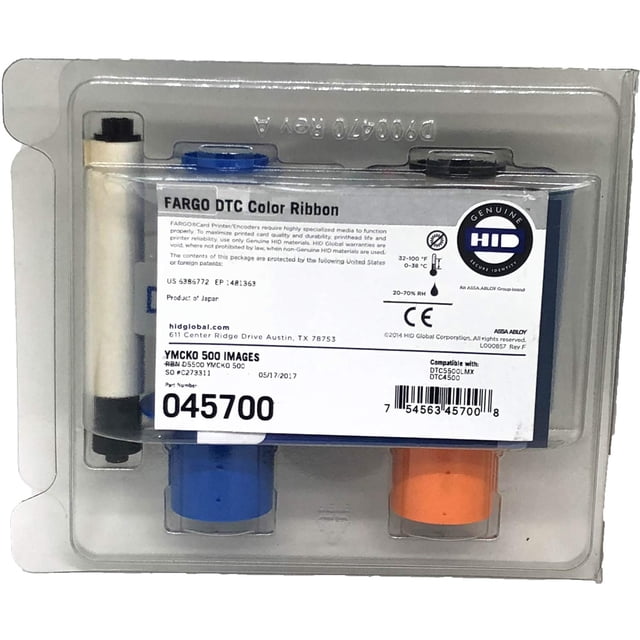 Fargo 45700 Ruban Couleur (YMCKO), 500 Images, DTC5500LMX