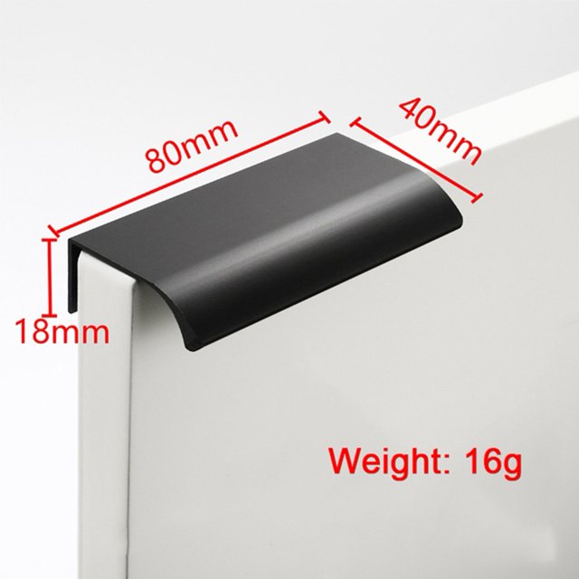 Black Kitchen Cabinet Door Handles Cupboard Drawer Concealed Finger Edge Pull
