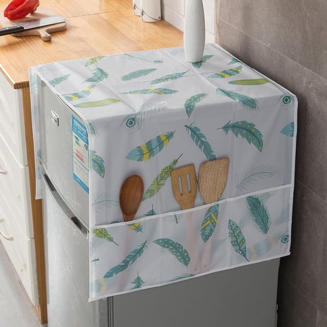 Feltree Housse de Machine à Laver Anti-Huile et Anti-Huile, Toile Supérieure de Sécheuse avec Sac de Rangement Latéral, Coton et Lin, Housse de Protection pour Appareils de Cuisine et Réfrigérateur