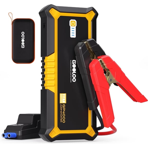 GOOLOO GP4000 Démarreur de Voiture, Boîte de Survolteur de Batterie Portable de Pointe 4000A pour Moteur Diesel jusqu'à 10,0 L Tout Essence, Bloc de Démarrage 12V Démarreur de Voiture SuperSafe
