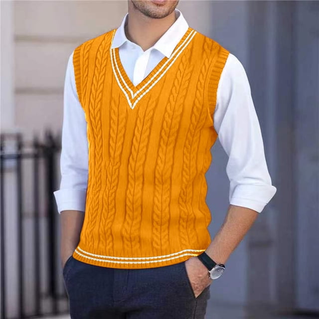 Gilet en Tricot Ajusté pour Homme Sans Manches, Col Ras du Cou, Léger, Extensible, Fil Doux pour Superposition Hivernale et Confort Décontracté