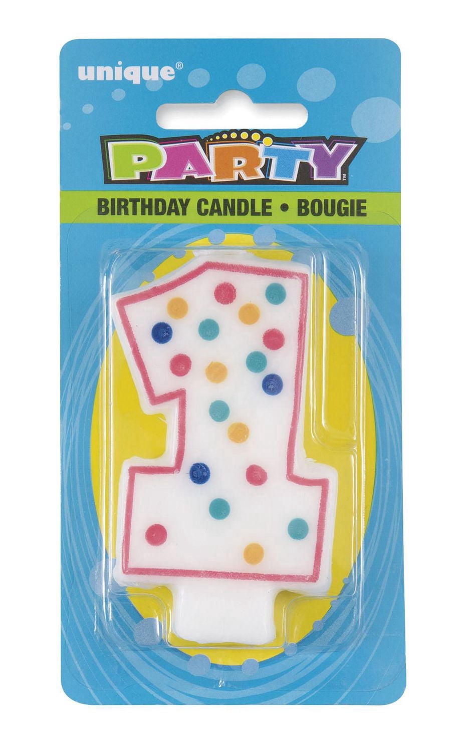 Bougie d'anniversaire à pois numéro « 1 » de Unique Industries