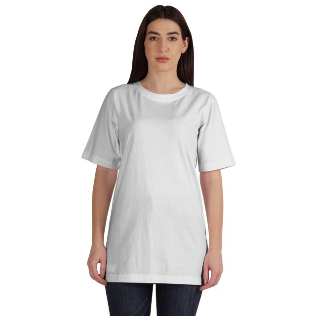 Inkmeso T-Shirt Basique en Coton à Col Rond pour Femmes Coupe Ample Décontracté Long Haut d'Entraînement