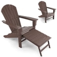 thumbnail image 2 of Costway Outdoor Patio HDPE Deck Adirondack Chair Beach Seat Retractable Ottoman Coffee, 2 of 9
