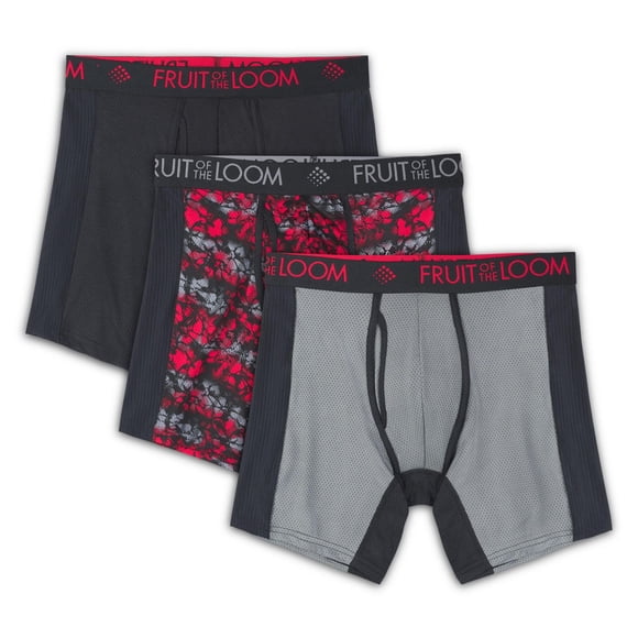 Caleçons boxeurs respirants Ultra Flex Fruit of the Loom pour hommes, paquet de 3