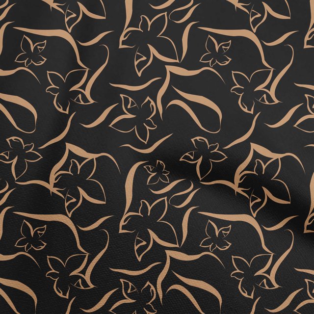 oneOone Polyester Spandex Black Fabric Floral & Sewing Craft Projects Fabric Prints By Yard 56 Inch Wide