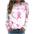 thumbnail image 2 of EQWLJWE T-Shirts de Cancer du Sein pour Femmes Automne Ruban Rose Graphique Pull Décontracté Manches Longues Col Rond Sensibilisation au Cancer du Sein T-Shirt Survivant Cadeau Manches Longues pour Femmes, 2 of 5